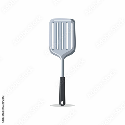 Stainless Steel Slotted Spatula with Black Handle for Kitchen Cooking and Frying Food Preparation