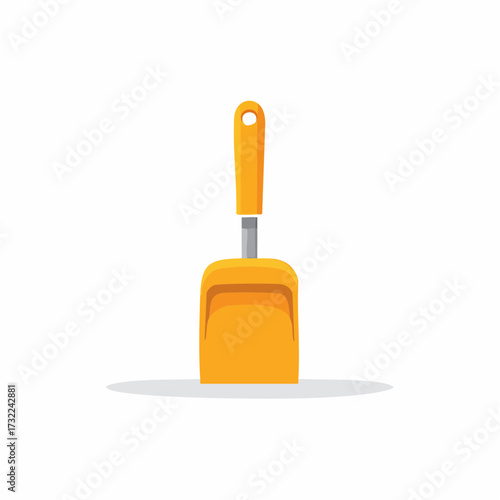 Yellow Dustpan Flat Design Illustration House Cleaning Tool Home Tidiness Icon
