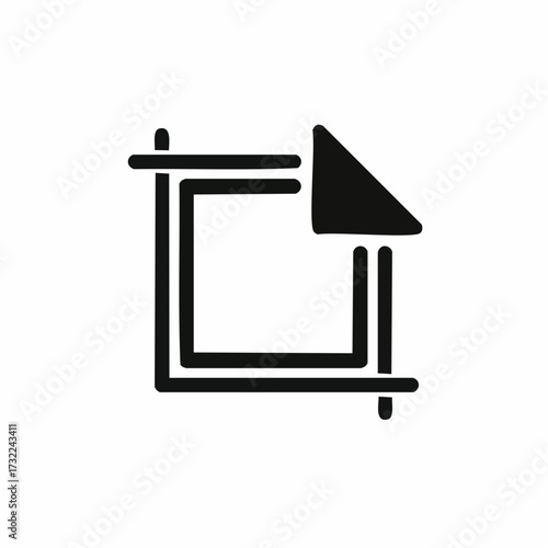 Crop image tool icon for graphic design featuring a square shape and a triangle shape forming the crop mark symbol