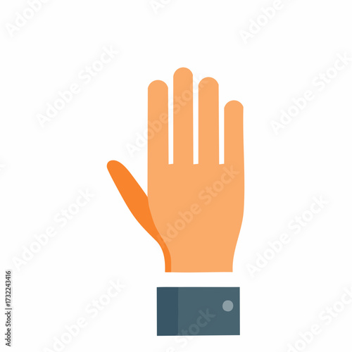 Stylized Hand Raised with Flat Palm in Stop Gesture Showing Cuff with Button