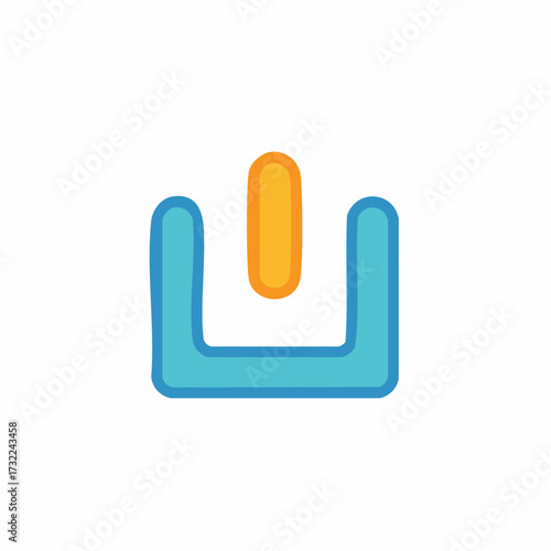 Power Button Icon Illustration in Blue and Orange for Digital Media