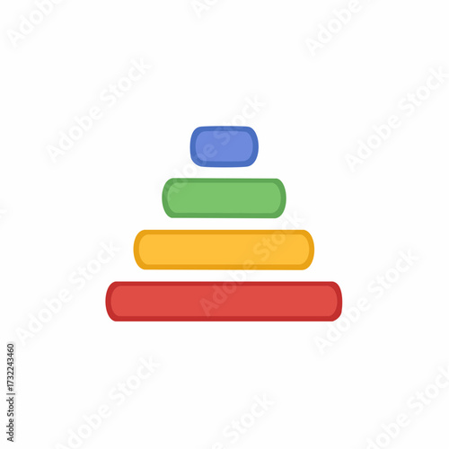 Four colorful stacked layers forming a pyramid shape isolated on white background