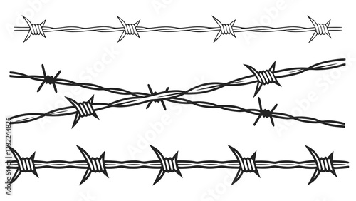 Barbed Wire Collection A Versatile Graphic Element for Various Applications