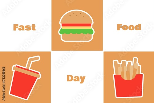 Fast food day pattern design flat vector illustration