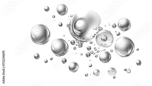 Wallpaper Mural A collection of transparent. reflective water droplets of various sizes scattered across a soft white background. creating a serene and clean aesthetic suitable for backgrounds or product displays Torontodigital.ca