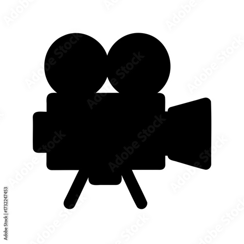 Silhouette of vintage film camera representing old cinema technology and film making