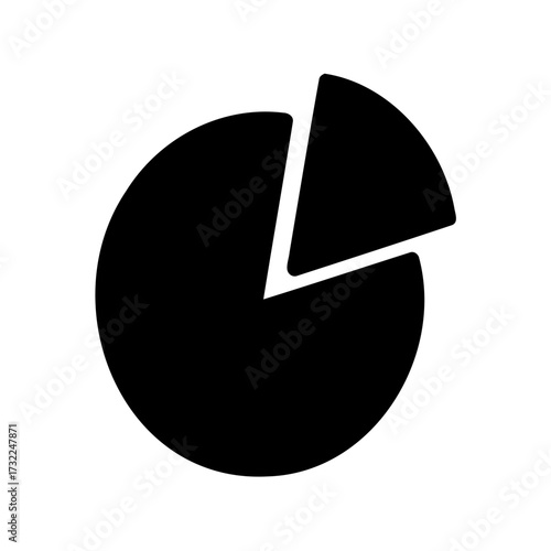 Simplified black and white pie chart displaying unequal proportions of whole