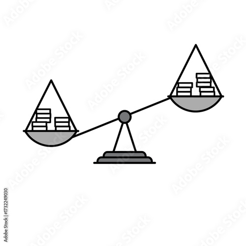 Balance Icon Vector Illustration with Coin Stackers Minimalist Style