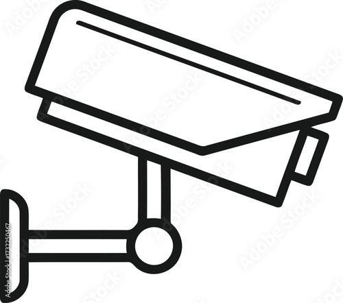 Vector art of black outline of a security camera mounted on a wall