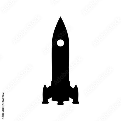 Silhouette of a classic rocket ship ready for space exploration and adventure
