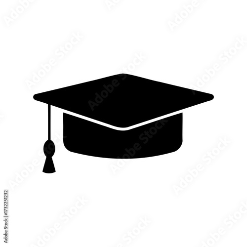 Black Silhouette of a Graduation Cap Symbolizing Academic Achievement and Success