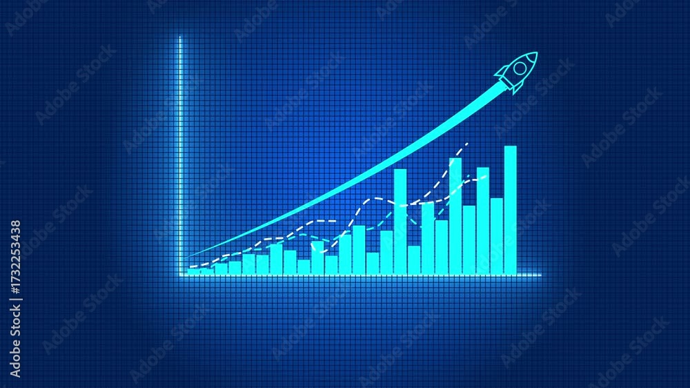 Business growth concept . graph with rising up arrow and bar stats ...