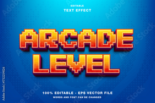 Retro Pixelated Arcade Level Text Effect Editable with Gradient Colors.