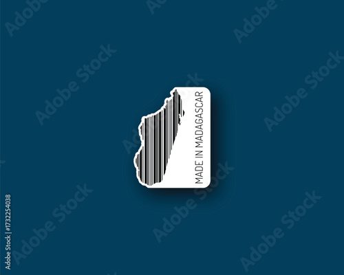 “Made in Madagascar” barcode silhouette — stylish asset for packaging, artisanal product labels and tourism campaigns. High-res vector suited for print and online use.