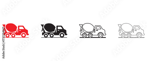 concrete mixer icon vector set, construction and vehicle, cement mixer truck sign vector illustration