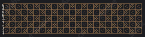 Seamless geometric line pattern in black and gold shades. Graphical illustration for a unique banners, wall decor, textiles and interior design.	
