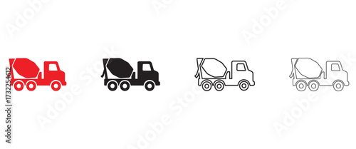 concrete mixer icon vector set, construction and vehicle, cement mixer truck sign vector illustration