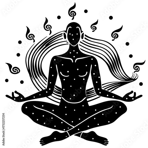 Zen mindful meditation yoga pose for balance and inner peace