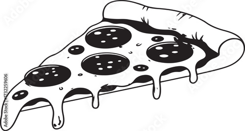 Slice of pepperoni pizza illustration  