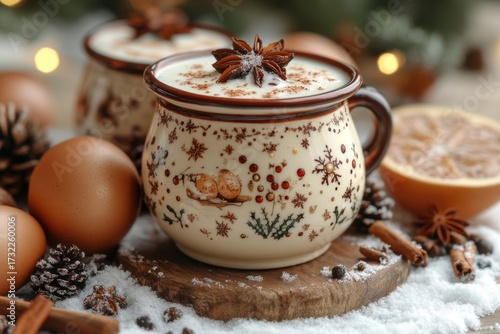 Wallpaper Mural Steaming cup of hot chocolate with cinnamon and spices. Torontodigital.ca