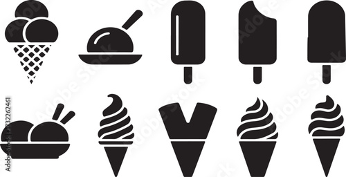 Ice cream and popsicle silhouette icons