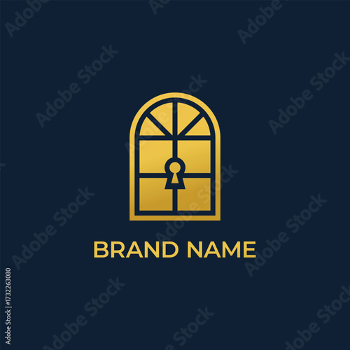 golden keyhole window logo vector