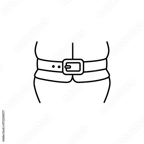 Line Art Vector Illustration of Person Waist with Belt in Minimalist Style