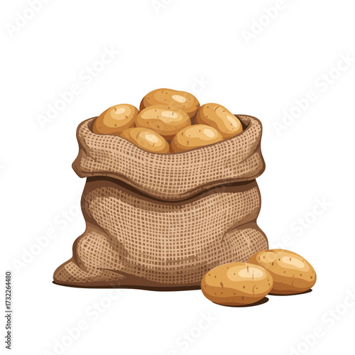 A burlap sack overflowing with fresh potatoes a wholesome ingredient for many dishes.