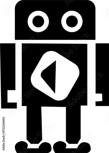 Title: Robot head ai artificial intelligence technology machine learning automation cybernetics future tech icon vector, isolated on transparent background