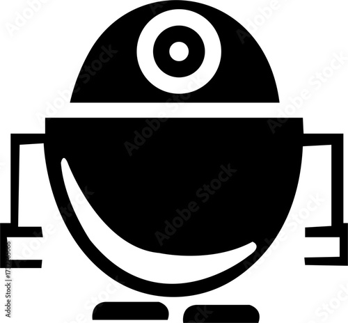 Title: Robot head ai artificial intelligence technology machine learning automation cybernetics future tech icon vector, isolated on transparent background