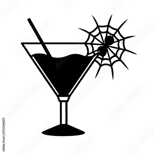 Halloween cocktail with spiderweb and spider 