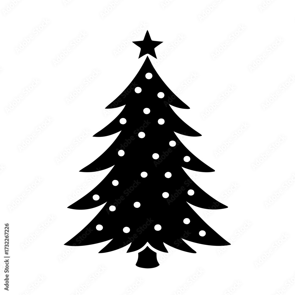 Fototapeta premium tree drawing winter Christmas vector icon 