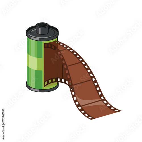 Retro film roll unspooling with creative potential for storytelling.
