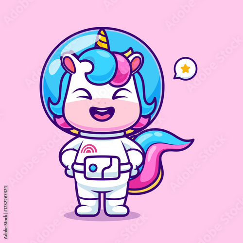Cute Unicorn Astronaut Cartoon
