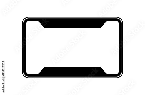 License plate frame icon representing vehicle identification, car registration, or automobile accessories, suitable for use in automotive-related applications