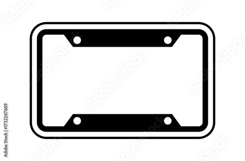 License plate frame icon representing vehicle identification, car registration, or automobile accessories, suitable for use in automotive-related applications