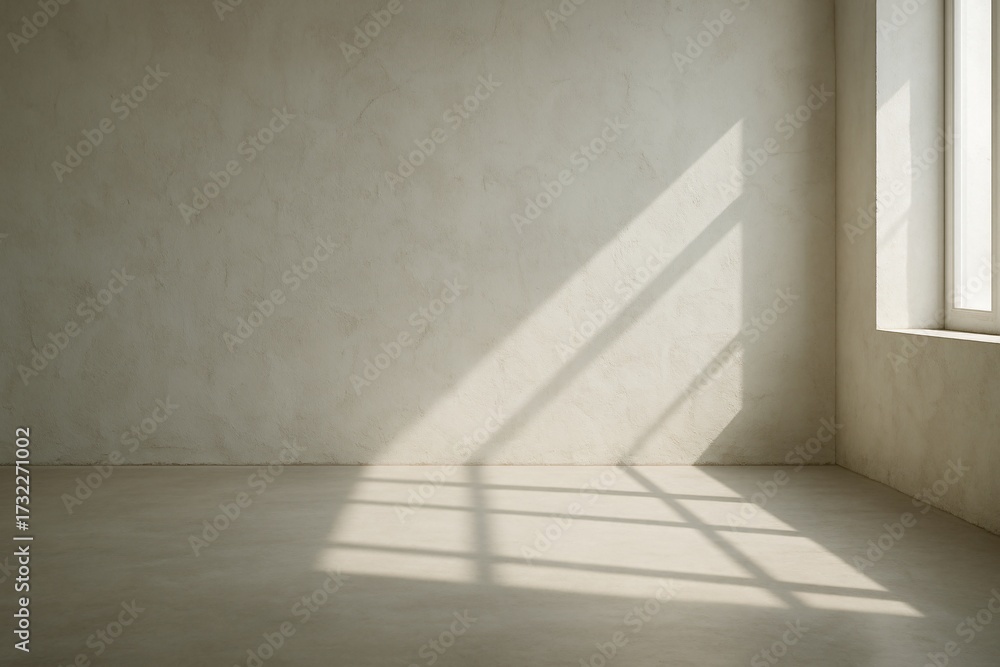 Obraz premium Sunlight through window in minimalist empty room