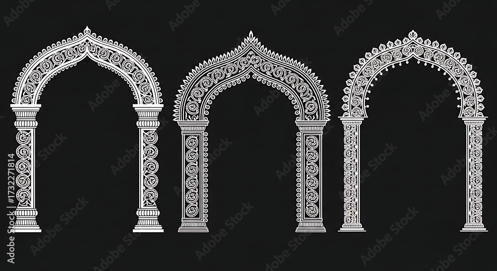 Fototapeta premium Elegant Decorative Architectural Archways with Ornate Columns