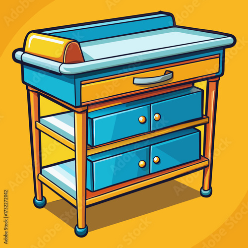 illustration of office desk with folders