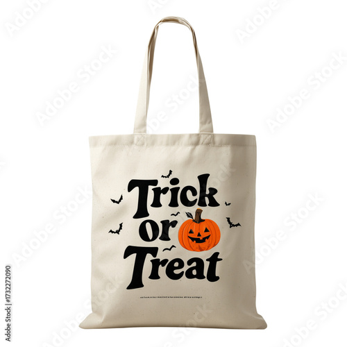 A canvas bag emblazoned with the Halloween words Trick or Treat