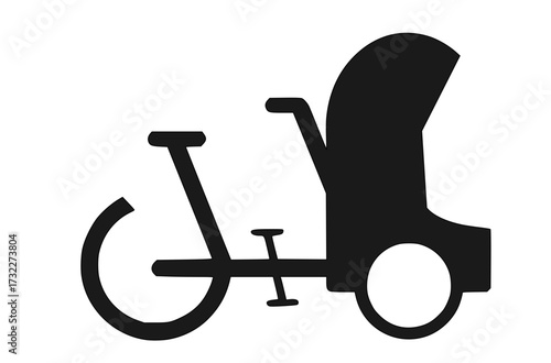 Silhouette of a cargo bicycle with a covered passenger seat