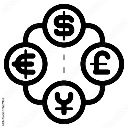 major currency include dollar euro poundsterling and yen icon