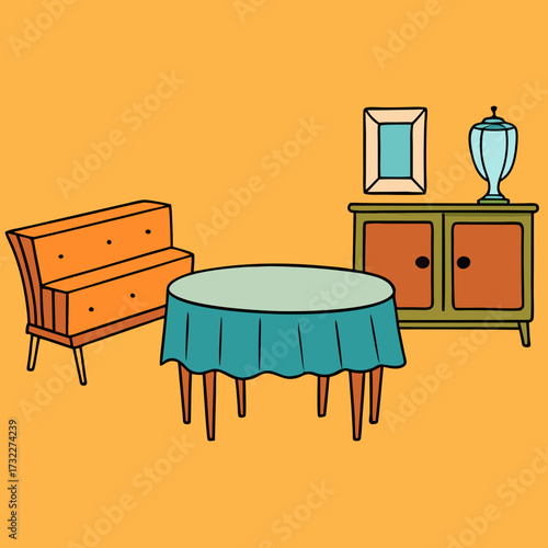vector illustration of a dining room