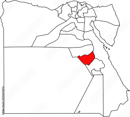 Detailed vector map of Egypt highlighting the Sohag Governorate (Suhaj), an important agricultural and archaeological region in Upper Egypt.

