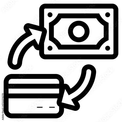 switch payment method from cash to card and vice versa icon