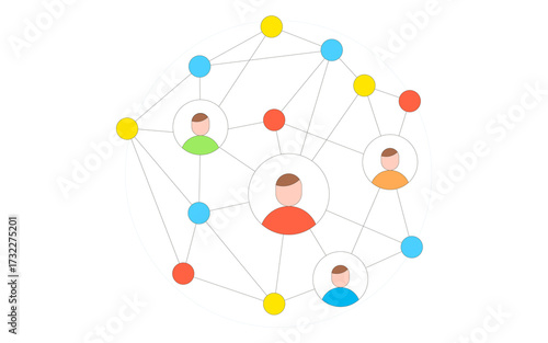 Social and Business Networking Diagram or Connected People Icons Illustration