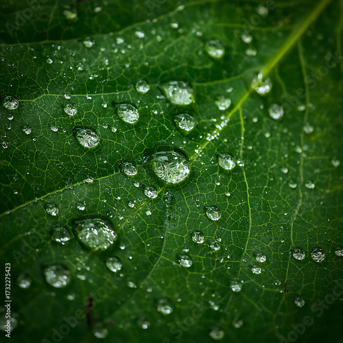 green leaf with water drops