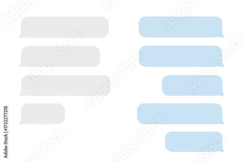 Chat bubbles for messenger and sms. Message bubbles for text chat. Dialog box for texting. Speech bubble vector set for chat app interface. Flat design communication icons.