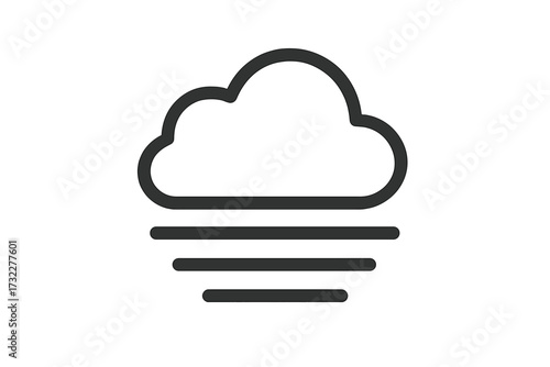 Fog weather icon. Simple line art symbol for foggy forecast. Minimalist flat design for web, logo, app, and UI design. Isolated vector illustration for meteorology concept.