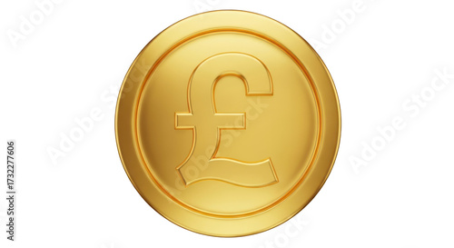 Gold coin with pound symbol isolated on a transparent background currency money